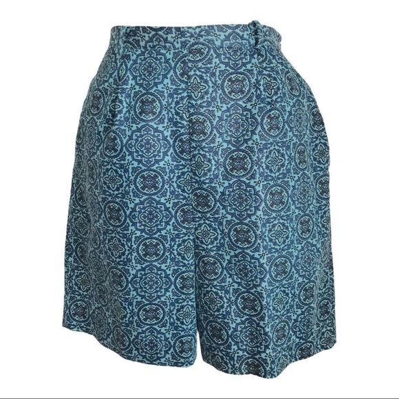 Vintage Paisley Geometric Bermuda Shorts Blue Size Small - Picture 10 of 11